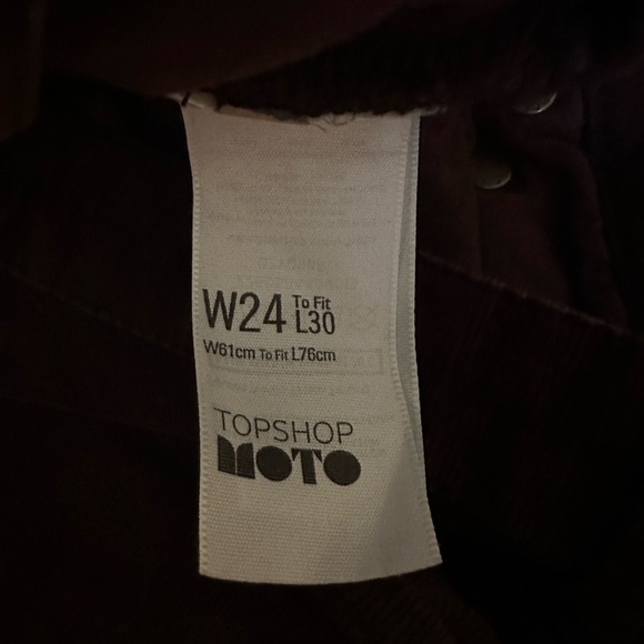Topshop Moto Burgundy Corduroy Pants Size W24 L30 mid rise, skinny - Picture 4 of 5